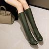 Женские сапоги на высоком каблуке, модный темперамент, осенне-зимние новые сапоги большого размера на толстом каблуке, однотонные, среднего размера