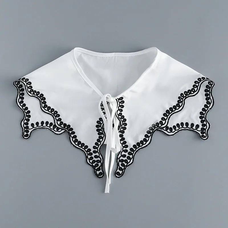 Women White Chiffon Fake Collar Scarf Shawl for Female Shoulders Wraps Cape Removable Bowknots False Collar
