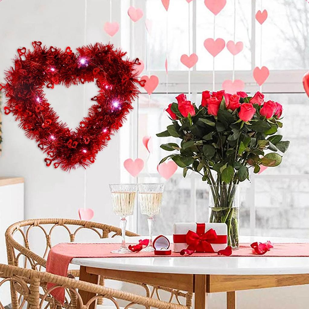 Венок в форме сердца, цветочная гирлянда из искусственных роз, венок на дверь для украшения дома, свадьбы, Дня святого Валентина, красный, 12 дюймов