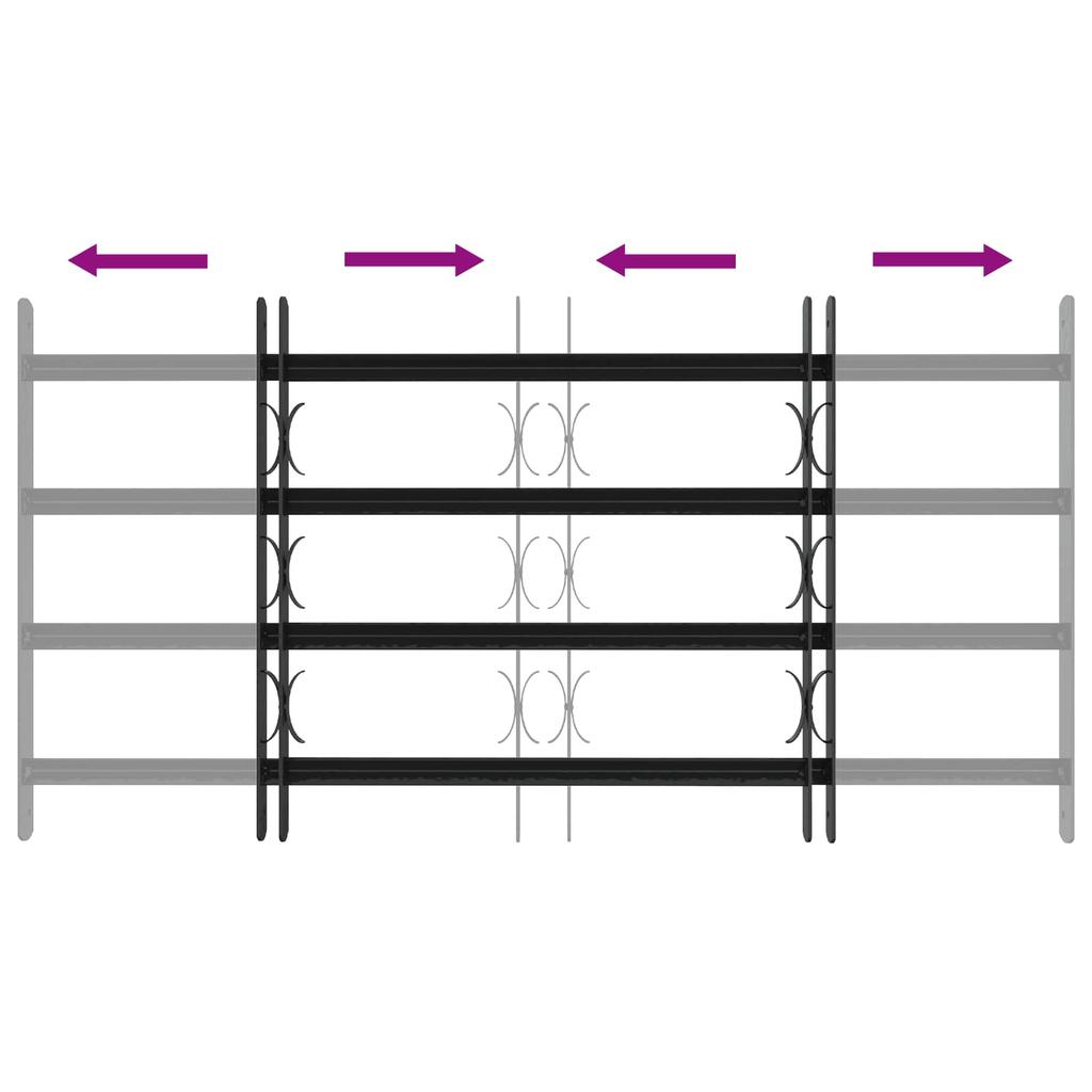 Window Security Grille with 4 Horizontal Bars 3 pcs 63 114 cm