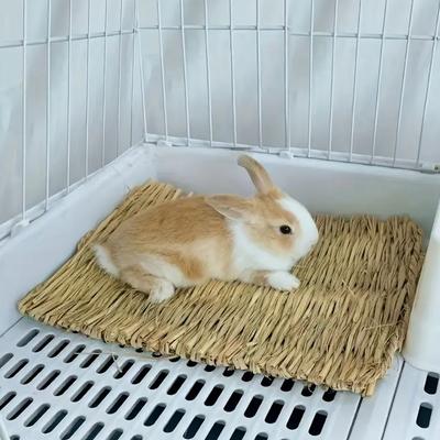 Натуральный плетеный коврик из кроличьей травы, подходящий для клеток для мелких животных - удобная подстилка, подходящая для сенников для кроликов