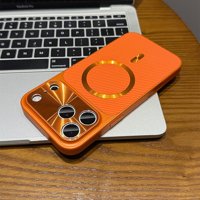 Роскошная текстура из углеродного волокна для зарядки Magsafe Магнитный чехол для iPhone 17 Air 16 15 14 13 Pro Max CD Защитная крышка для камеры