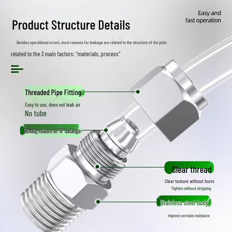 304 Stainless Steel Quick Connect Pneumatic Straight Fitting