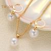 2 Pcs/Set Women Jewelry Set Faux Pearl Huggie Earrings Adjustable Necklace Formal Occasion Prom Party Dangle Earrings Lady Weddings Jewelry