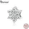 Bamoer блестящие снежинки металлические бусины для женщин стерлингового серебра 925 пробы подходят для женщин браслет изготовления ювелирных изделий