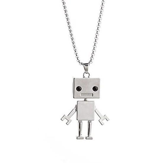 BaKeLong Couple Necklace Korean Harajuku Super Cool Mens Pendant Womens Hip Hop Movable Robot Accessory