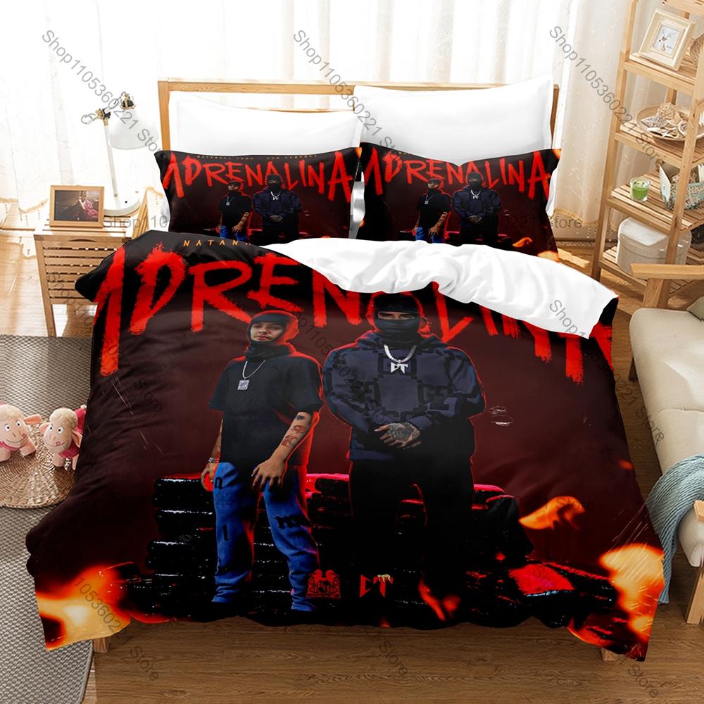 Natanael Cano Duvet Cover + 2 Pillowcases, Mexican Corridos Tumbados Singer Print Bedding Set Soft Fabric Bedroom Decor Gift