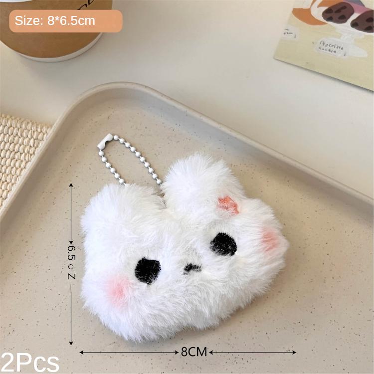 2Pcs Cute Plush Sweetheart Bunny Teddy Bear Pendant Student Backpack Decoration Accessories Girl Super Cute Keychain