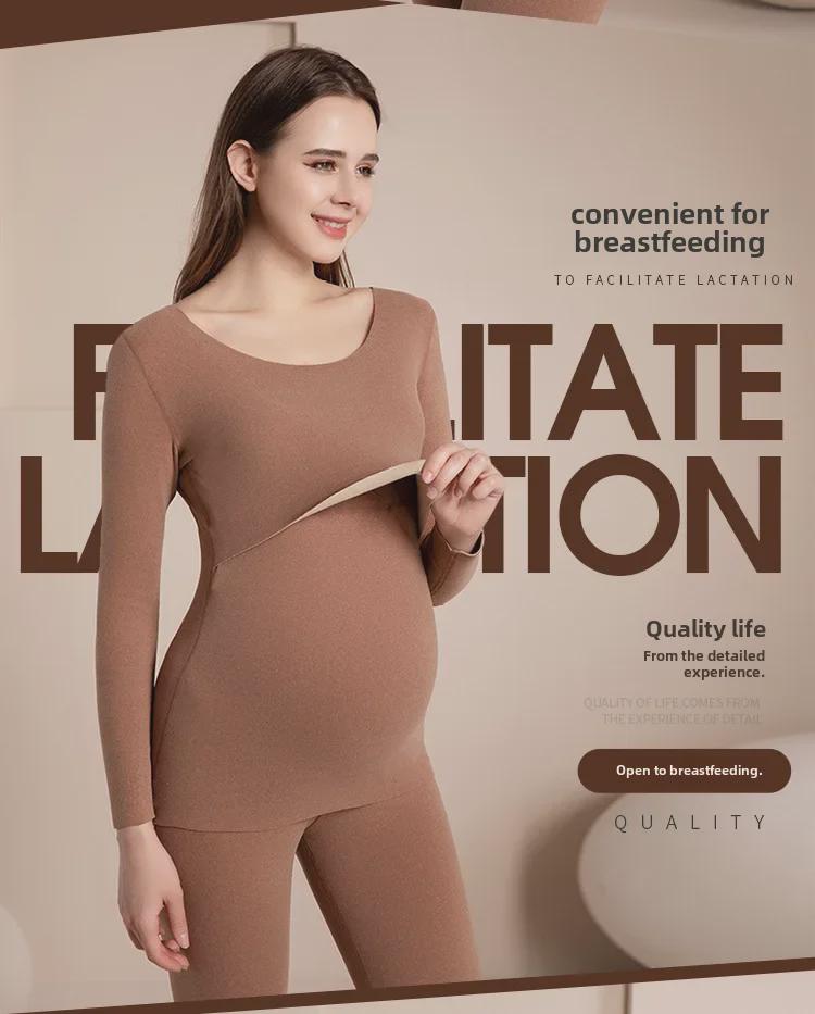 Термобелье для беременных и кормящих мам: Одежда из бархата больших размеров для послеродового периода и кормления на осень/зиму