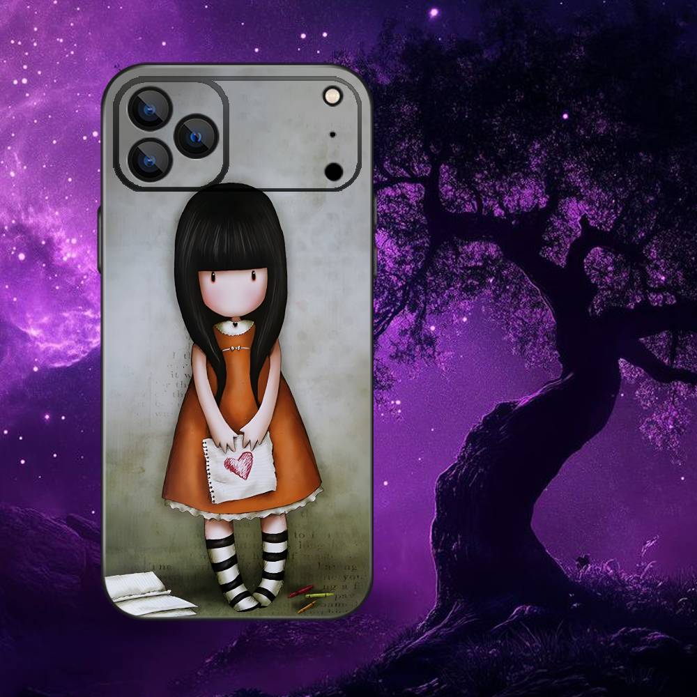 S-Santoro G-Gorjuss Чехол для телефона для iPhone 17,16,15,14,13,12,Pro,Max,Plus,E,SE4,Air,Mini Черный Мягкий Коробка