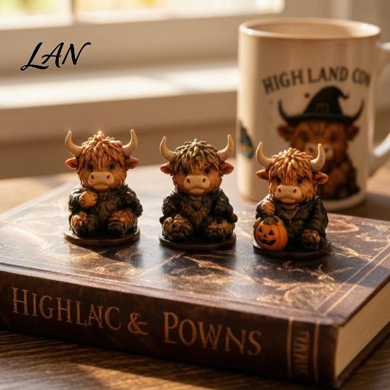 Halloween Ornament Gift Box Highland Cow Advent Calendar, 24 Days Countdown Calendar with Collectible Figures Acrylic Ornaments, Gifts for Kids,
