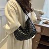 Space Cotton Shoulder Bag Fashion Hobo Crossbody Bags Lattice Pattern All-match Large Capacity Handbags for Women Commuting