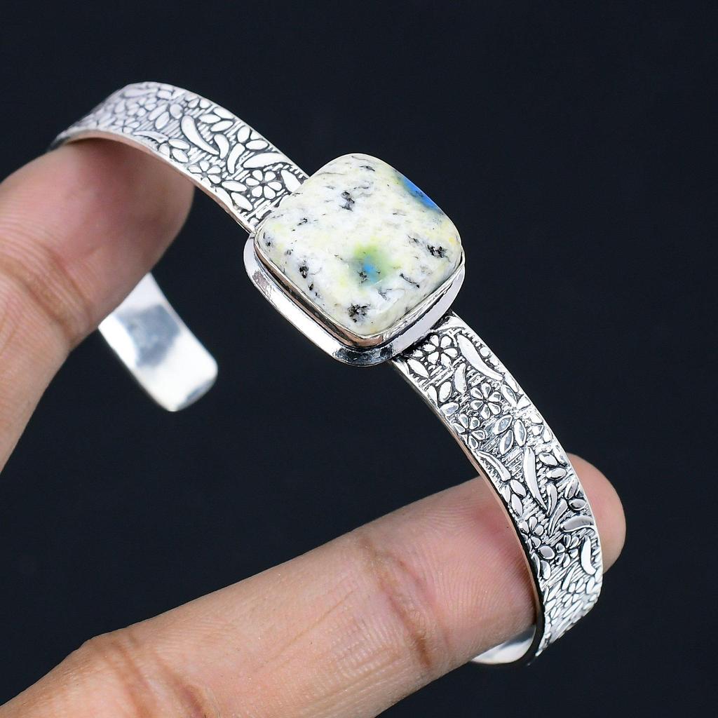 Sterling Silver K2 Jasper Gemstone Birthday Sister Anniversary Bangle Jewelry