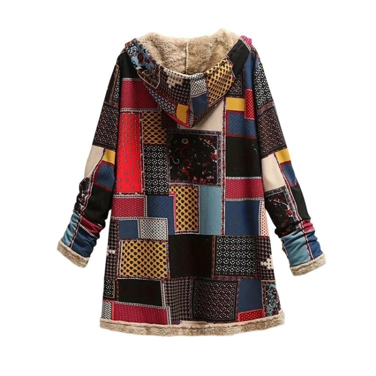Женская зимняя флисовая куртка с капюшоном, лоскутная, с длинным рукавом, пальто с карманами, теплая подкладка