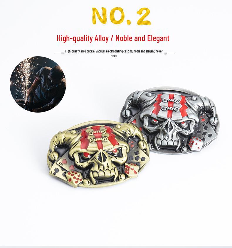 Cowhide Men's Belt - Personalized Barber Stylist Exclusive with Clown Skull Design