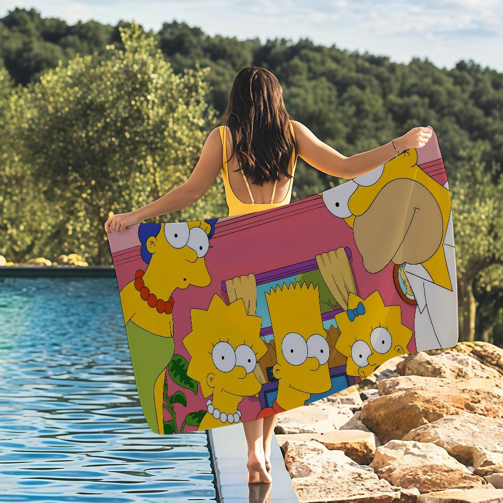 Мультяшное полотенце The S-Simpsons Быстросохнущие пляжные полотенца подходят для бассейнов, кемпинга, йоги и спортзала