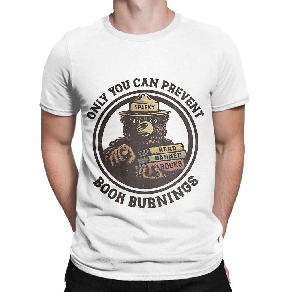 You Can Prevent Book Burnings Funny Graphic 100 Cotton Tshirt Smokey Bbear Tops Tees For Unisex