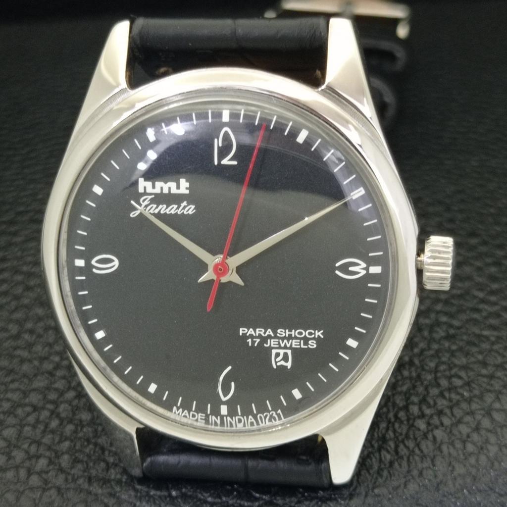 ВИНТАЖНЫЕ HMT JANATA МЕХАНИЧЕСКИЕ ИНДИЙСКИЕ МУЖСКИЕ ЧАСЫ С ЧЕРНЫМ ЦИФЕРБЛАТОМ a700319-5 R202-a700319