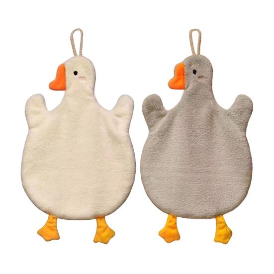 Милое утиное полотенце для рук Мягкое детское полотенце для рук Форма утки Впитывающее полотенце для ванной с петлей для подвешивания для кухни спальни