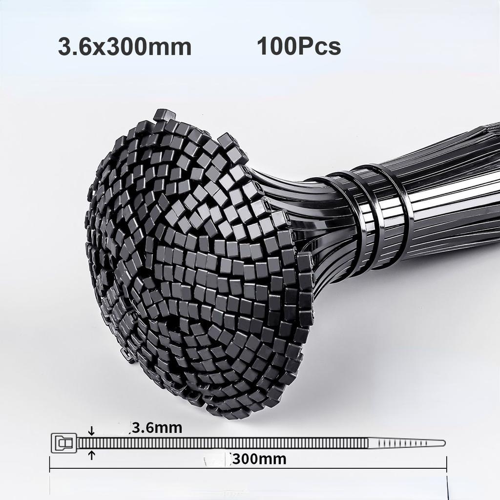 100Pcs Heavy Duty Self-locking Plastic Nylon Tie Wrap, Strong and Reliable Cable Ties