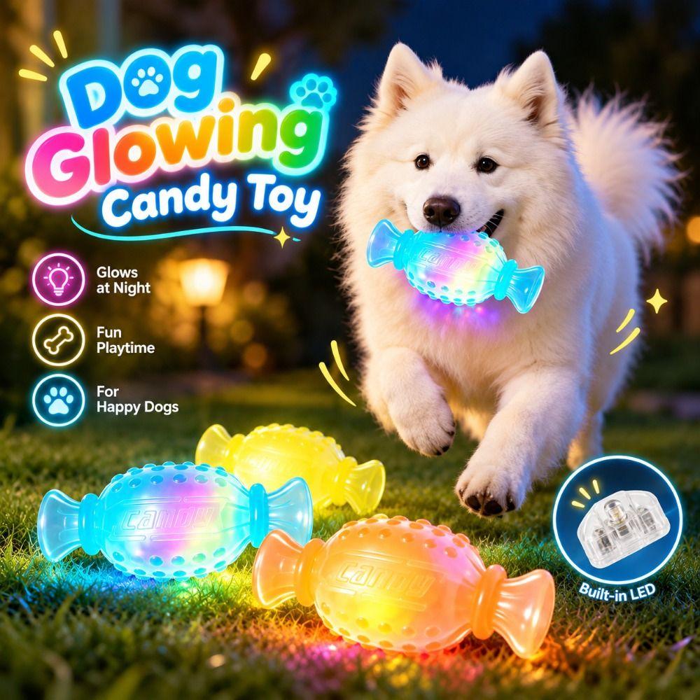 TPR Dog Glowing Candy Toy Raised Bumps Candy Shaped Pet Toy New Dog Chew Toy Interactive Play