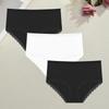 3Pcs Women Cotton Striped Underwear Sexy Lace Stretchy Panties Breathable Mid-Rise Solid Briefs Lady Comfort Plus Size Lingerie