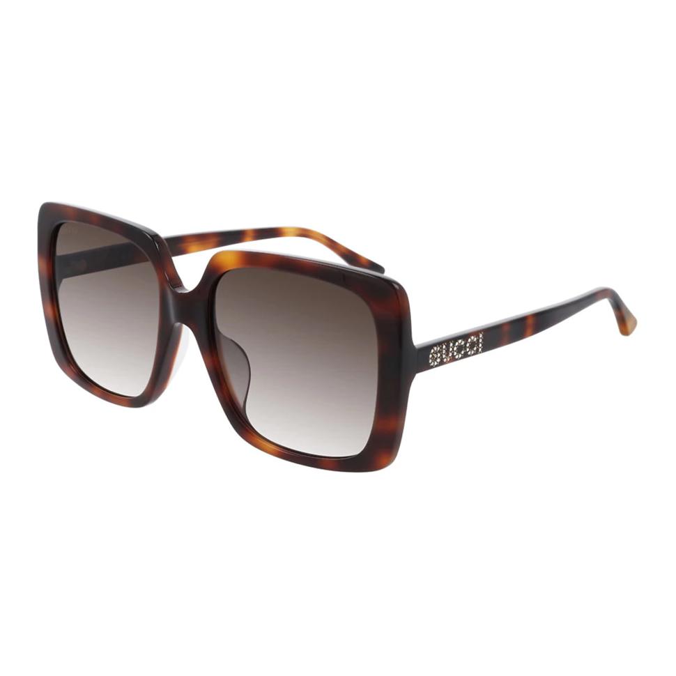 Gucci Irregular Frame Sunglasses With Inlaid Design Women sunglasses Tortoise GG0728SA-002