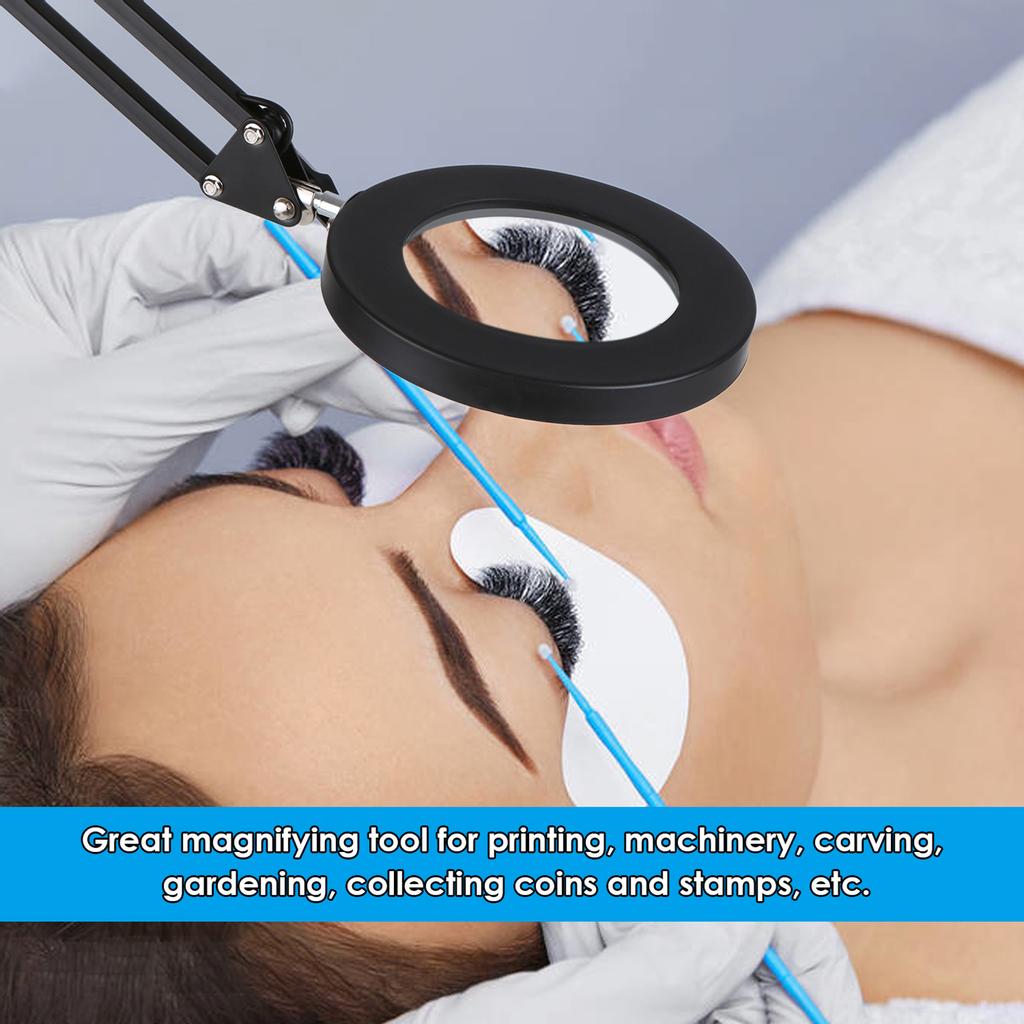 Magnifying Glass Magnifier with LEDs Clamp Clip Light 8X Magnification 10 Levels Adjustable