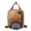 Khaki Lightweight Canvas Backpack Cute Dinosaur-Themed for Youngsters Adjustable Straps Zip Closure Colorful Embroidery Ideal for School & Outings