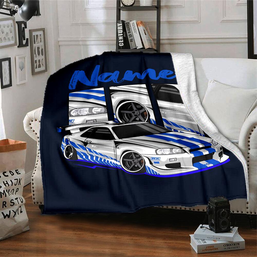 Custom Name Racing Theme Printed Blanket - Perfect for Couch, Bed, Travel & Outdoor Use | Machine Washable, Cozy & Durable.