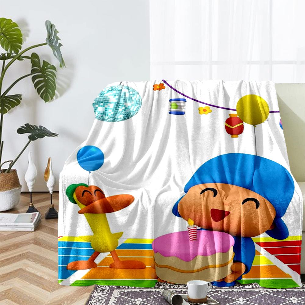 Pocoyo Theme Printed Blanket - Perfect for Couch, Bed, Travel & Outdoor Use | Machine Washable, Cozy & Durable.