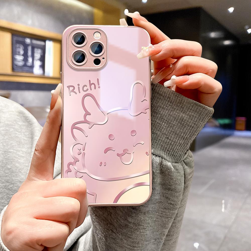 Чехол для телефона с милыми линиями и драконом, металлический лак из закаленного стекла, противоударный чехол для Huawei Honor iPhone OPPO Realme OnePlus Xiaomi Redmi Samsung Vivo