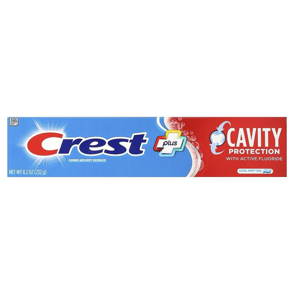 Crest Plus, фторированная зубная паста против кариеса, охлаждающий мятный гель, 8,2 унции (232 г)