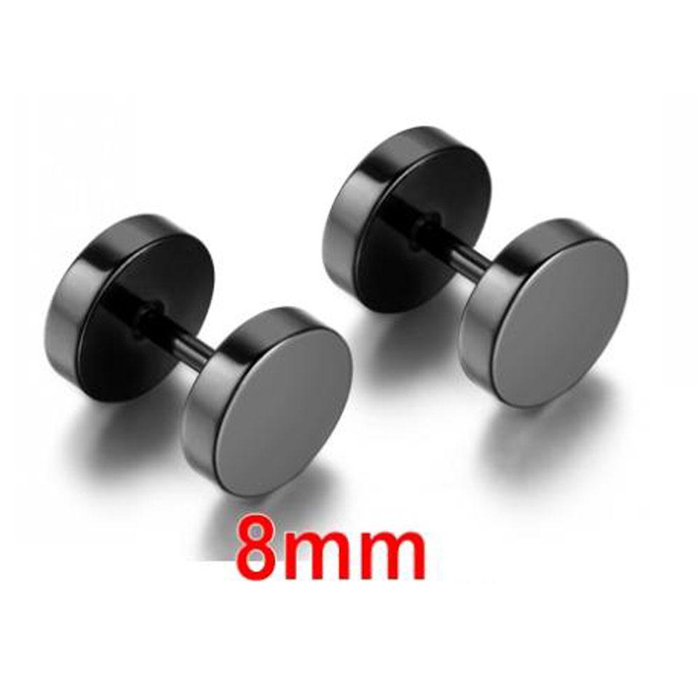 1 пара черных украшений из нержавеющей стали, серьги-гвоздики, рисунок гантелей, обманки