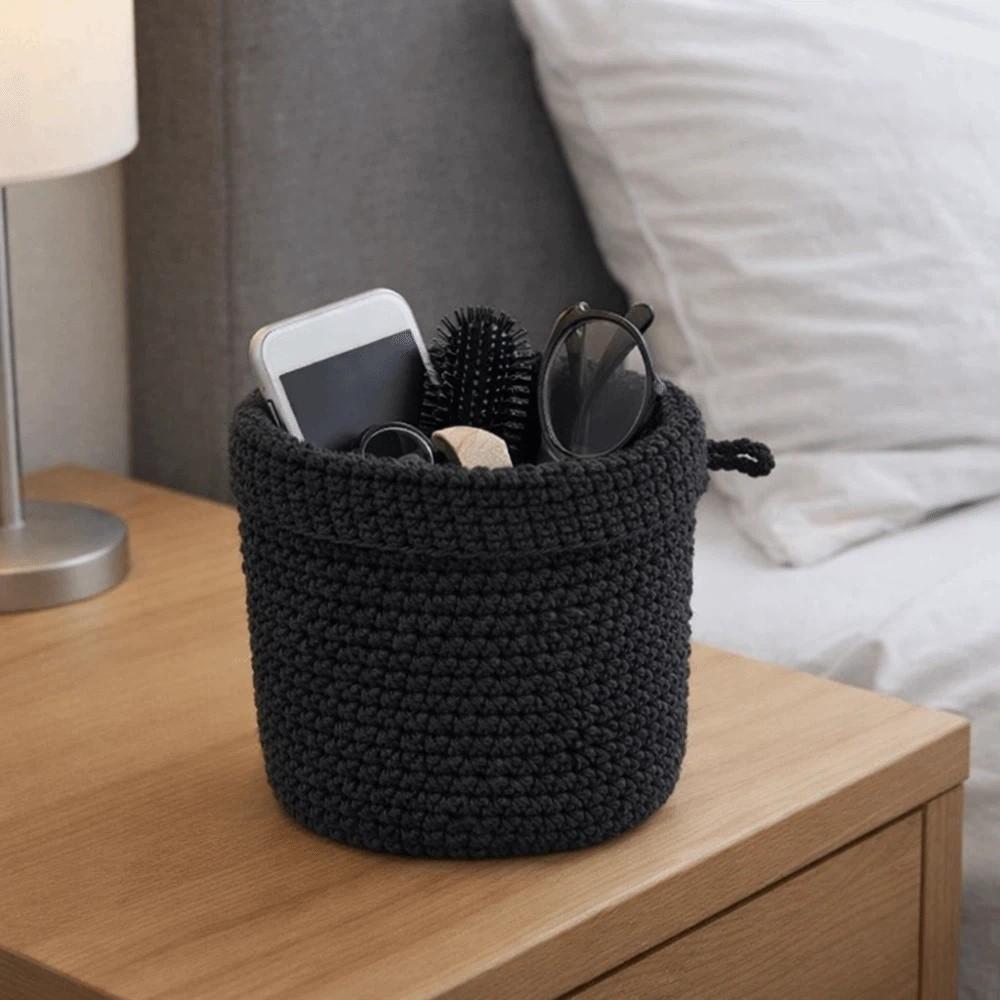 Handmade Cotton Rope Storage Basket Folding Space Saving Wall Hanging Storage Basket Round Sundries Organizer Closet Organizer