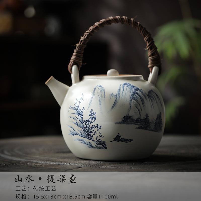 Soda Glazed Round Charcoal Furnace Cooking Tea Charcoal Stove Tea Cooke Boiling Water Kettle Small Clay Pottery Fire Warm Teapot