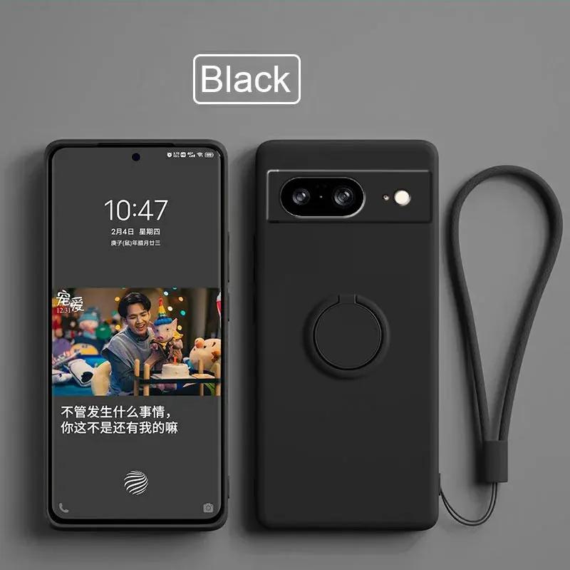 Чехол для Google Pixel 8 9 Finger Ring Stand Holder Slicone Cover для Pixel 9 Pro XL Solid Color Lens Protection Soft Phone Case
