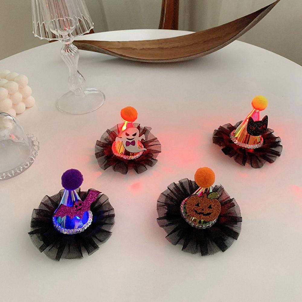 Ghost Cartoon Glowing Hair Accessories Halloween Headwear Children Hairpin Halloween Hat Hair Clip