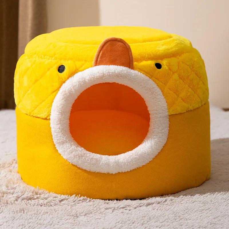 Autumn and Winter Warm Sleeping Kennel Dual-purpose Stool Cat Closed Dog Small Puppy Kitten Pet Nest