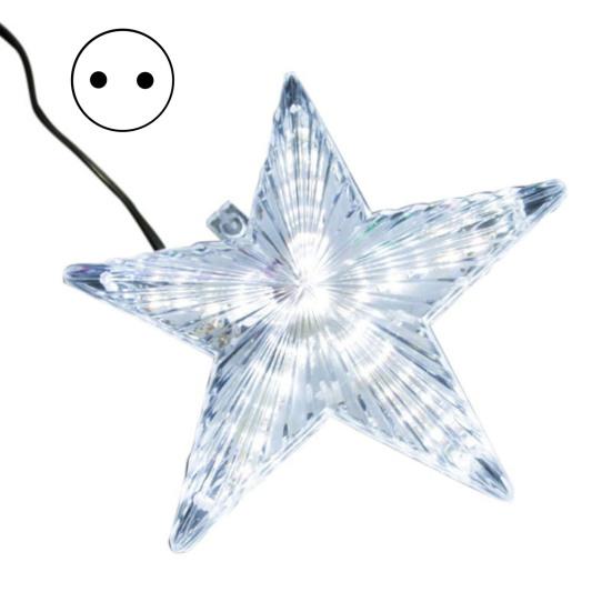 Christmas Tree Topper Star with LED Light Creative Shape Plug-Play IP65 Waterproof Glowing Five-Pointed Star Xmas Tree Ornament