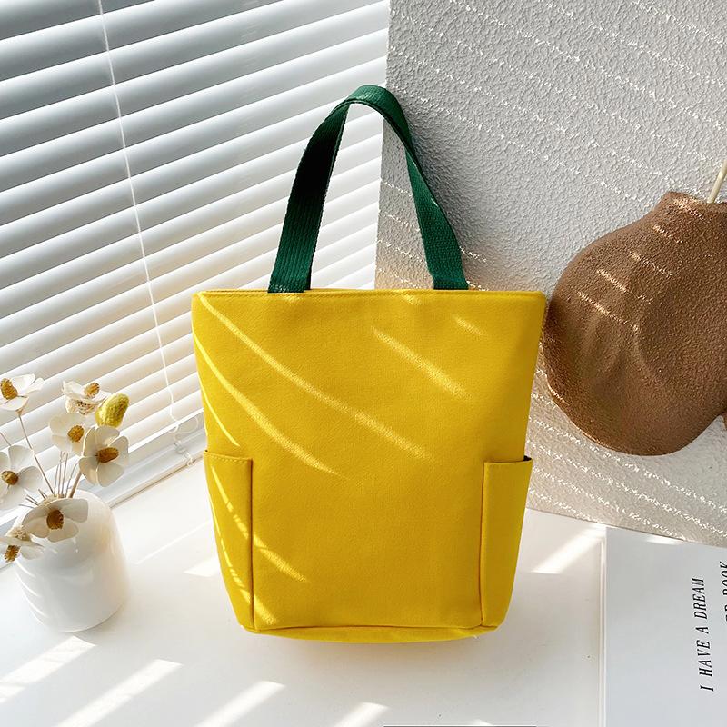 Сумка-ведро, холщовая сумка, новая модная сумка Bento, маленькая квадратная сумка, пустая однотонная тканевая сумка