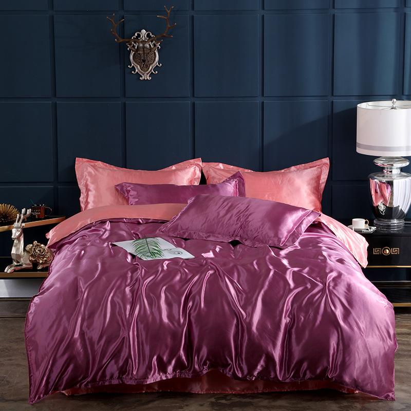 Роскошный шелковый атласный пододеяльник Queen высокого качества King Size гладкий пододеяльник однотонный высококачественный пододеяльник
