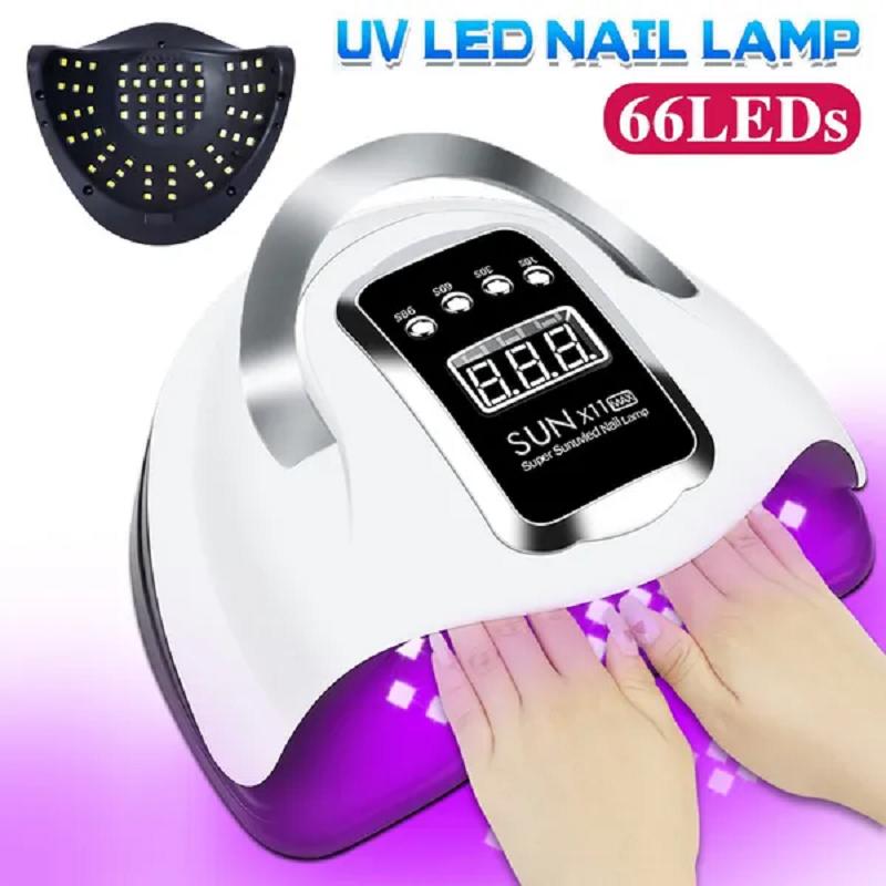 НОВАЯ УФ-светодиодная лампа SUN X11 Max, сушилка для ногтей, умная сенсорная лампа для ногтей, 66 светодиодов, УФ-лампа, гель-лак, полоски для ногтей, ЖК-дисплей, профессиональная лампа для ногтей