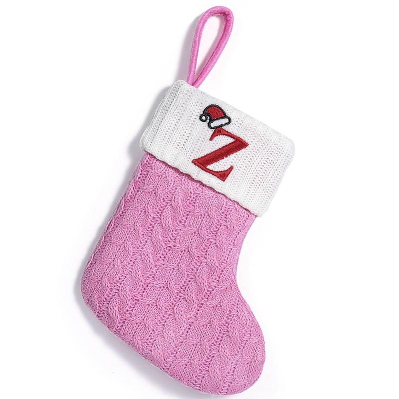 3d Pendant Gift Bag Letter Embroidered Gift Pendant Christmas Tree Decoration Pink Christmas Socks