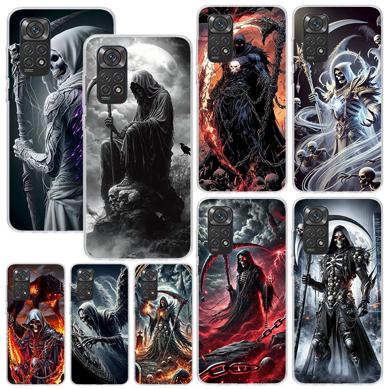 Death Grim Reaper Skull Scythe Phone Case For Xiaomi Redmi Note 15 13 14S 14 Pro Plus 12S 11S 10S 12 11E 10 11T Art Fundas Back