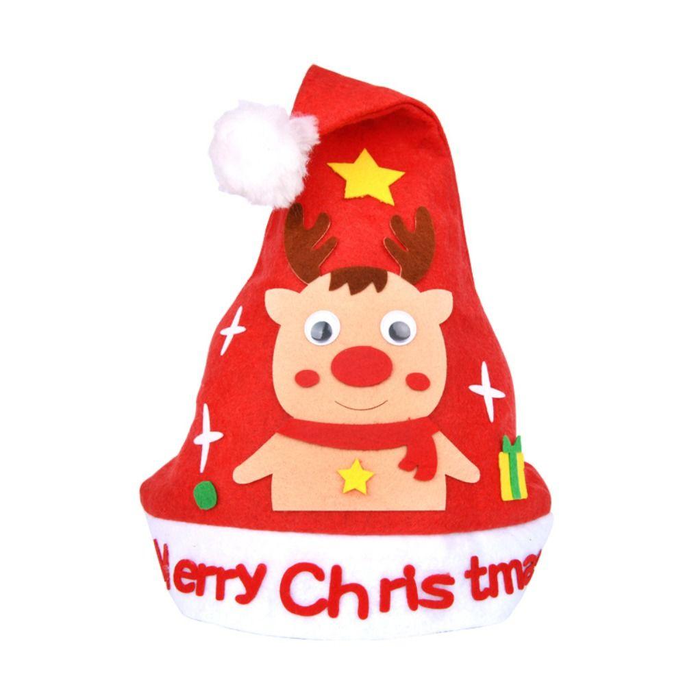 Non-woven Fabric DIY Christmas Hat Toy Santa Claus Kriss Kringle Hat Kids Xmas Arts Hats Toddlers