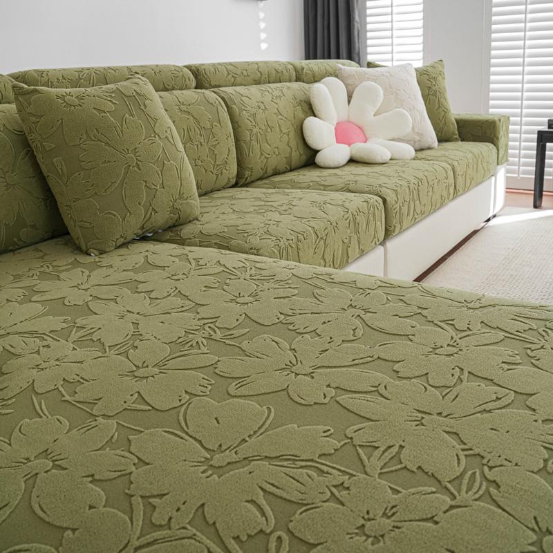 Растительный жаккардовый флисовый эластичный чехол для диванной подушки для гостиной, домашних животных, детей, защитная накидка для мебели, съемная, моющаяся