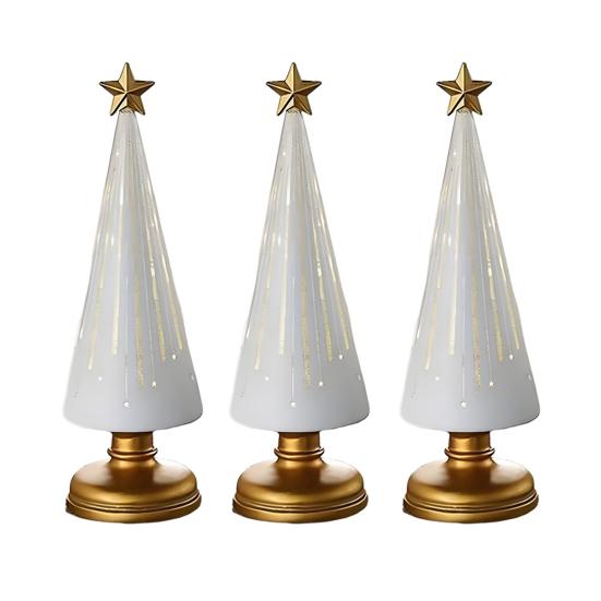 1/3Pcs Christmas Tree Decor with LED Light Built-in Timer Gradient Xmas Tree Sculptures Festive Home Decor