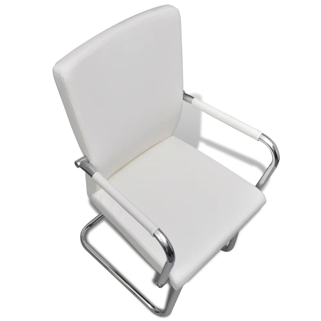 6 Piece White Faux Leather Dining Chairs