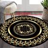 Black & Gold Circular Pattern Round Area Rug, Modern Non-Slip Indoor Floor Mat, Soft Comfort Carpet for Bedroom Living Room
